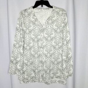 Kim Rogers Jersey Knit Cotton Cardigan Lghtwght Button V Neck Paisley  NWOT Smll